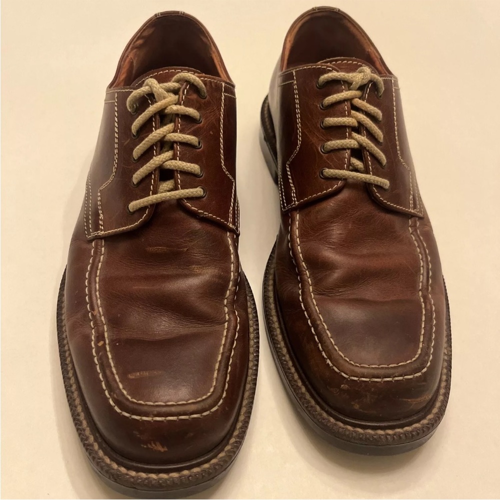 Johnston Murphy Brown Leather Oxfords Casual Dress Men's Shoe 8M Italy